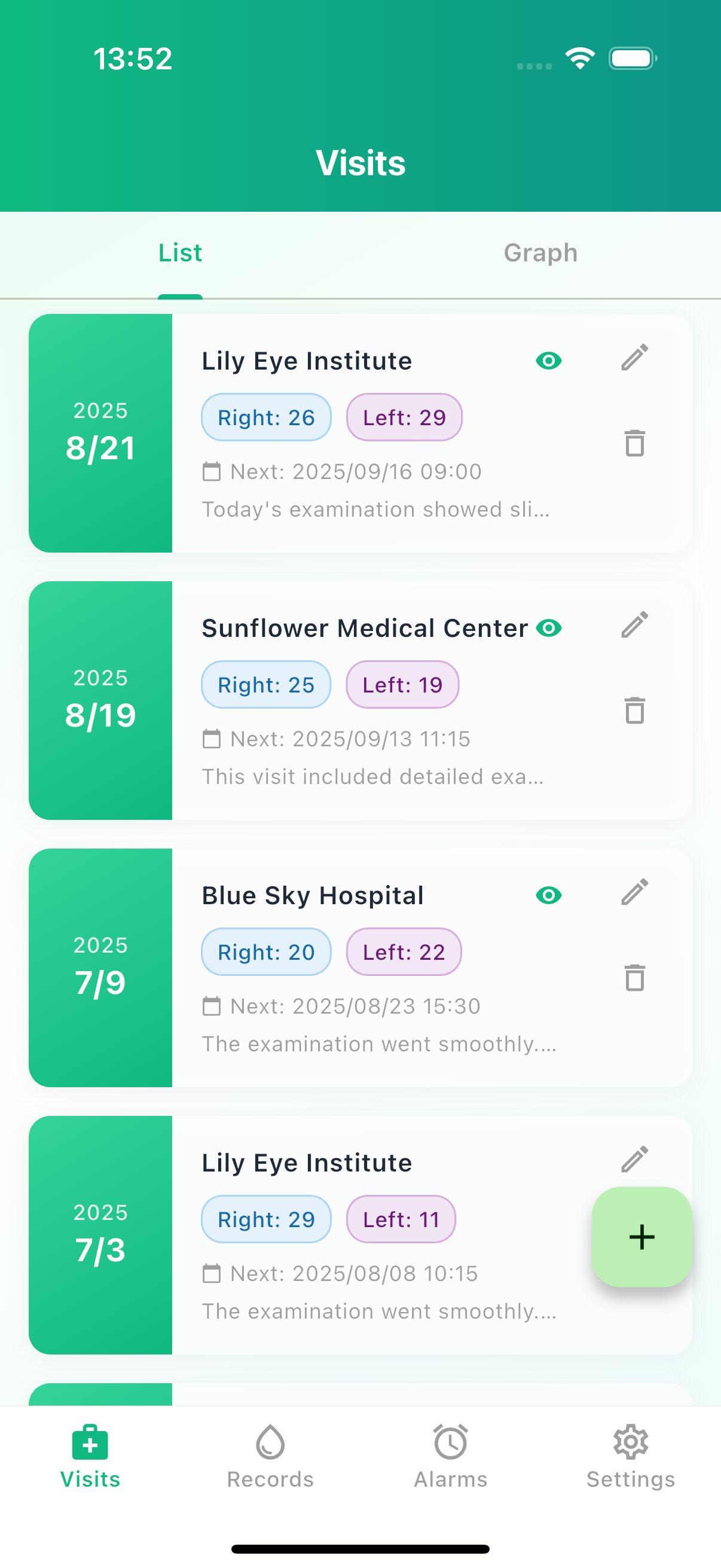 Screenshot of the app's main screen, showing the 4 tabs